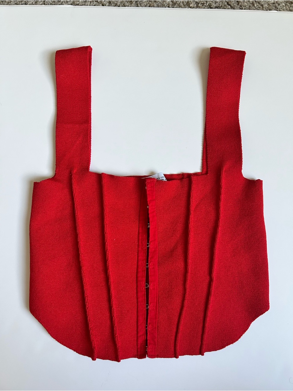 Zara Red Ribbed Corset-Style Crop Top - Picture 2 of 5